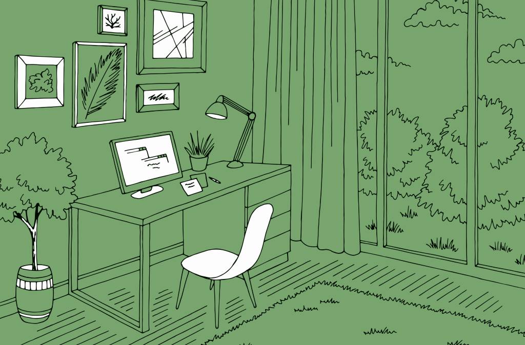 Ilustração de um ambiente de home office