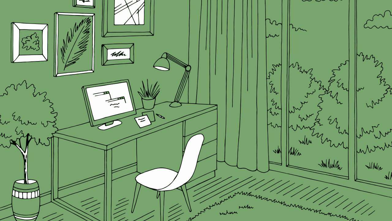 Ilustração de um ambiente de home office